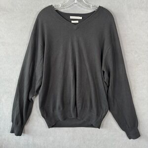 Peter Millar V-Neck Sweater Mens Large Black Long Sleeve Cotton Cashmere Blend